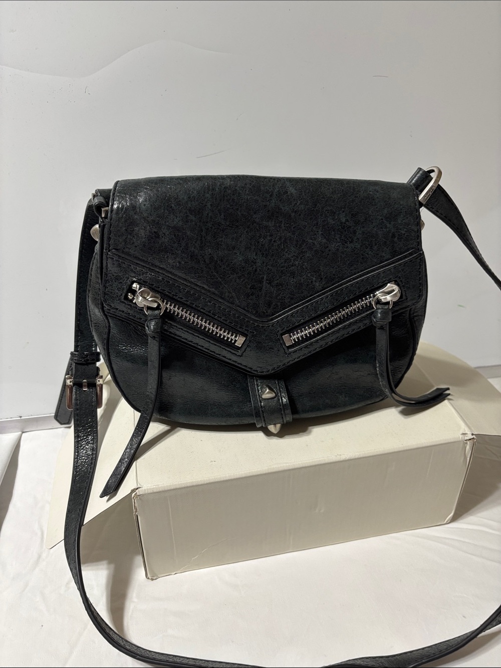 Botkier Black Crossbody/shoulder moto/inspired with diamond studs. NWOT